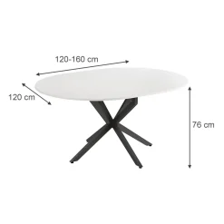 Esstisch Loyd Weiß/Schwarz 120 x 120 cm ausziehbar Vicco