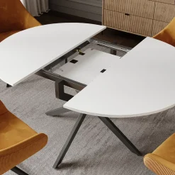 Esstisch Loyd Weiß/Schwarz 120 x 120 cm ausziehbar Vicco