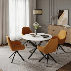 Esstisch Loyd Weiß/Schwarz 120 x 120 cm ausziehbar Vicco