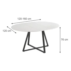 Esstisch Loyd Weiß/Schwarz 120 x 120 cm ausziehbar Vicco