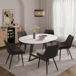 Esstisch Loyd Weiß/Schwarz 120 x 120 cm ausziehbar Vicco