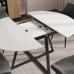 Esstisch Loyd Weiß/Schwarz 120 x 120 cm ausziehbar Vicco