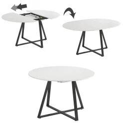 Esstisch Loyd Weiß/Schwarz 120 x 120 cm ausziehbar Vicco