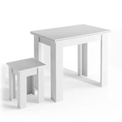 Esstisch mit Stuhl Roman Weiß 90 x 60 cm Vicco