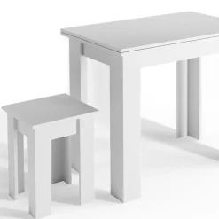 Esstisch mit Stuhl Roman Weiß 90 x 60 cm Vicco