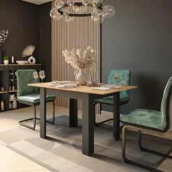 Esstisch Repose Anthrazit/Goldkraft Eiche 100 x 80 cm ausziehbar Vicco