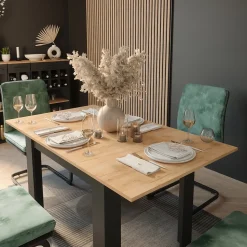 Esstisch Repose Anthrazit/Goldkraft Eiche 100 x 80 cm ausziehbar Vicco