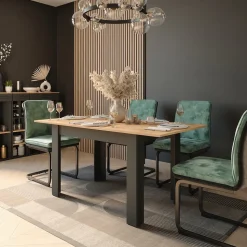 Esstisch Repose Anthrazit/Goldkraft Eiche 160 x 80 cm ausziehbar Vicco