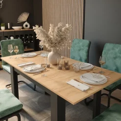 Esstisch Repose Anthrazit/Goldkraft Eiche 160 x 80 cm ausziehbar Vicco