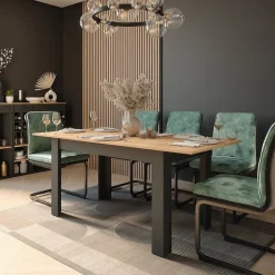 Esstisch Repose Anthrazit/Goldkraft Eiche 180 x 80 cm ausziehbar Vicco