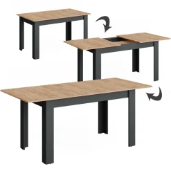 Esstisch Repose Anthrazit/Goldkraft Eiche 180 x 80 cm ausziehbar Vicco