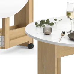 Esstisch Rondo Goldkraft Eiche/Weiß 100 x 100 cm ausklappbar Vicco