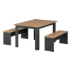Esstisch Set Sentio Anthrazit/Goldkraft Eiche 137.6 x 92.8 cm mit 2 Bänken Vicco