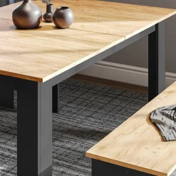 Esstisch Set Sentio Anthrazit/Goldkraft Eiche 137.6 x 92.8 cm mit 2 Bänken Vicco