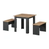 Esstisch Set Sentio Anthrazit/Goldkraft Eiche 80 x 80 cm mit 2 Bänken Vicco