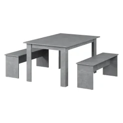Esstisch Set Sentio Beton 137.6 x 92.8 cm mit 2 Bänken Vicco