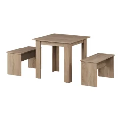 Esstisch Set Sentio Sonoma 80 x 80 cm mit 2 Bänken Vicco