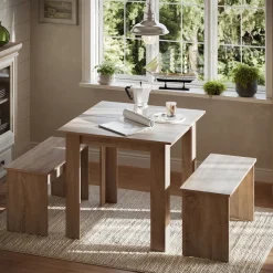 Esstisch Set Sentio Sonoma 80 x 80 cm mit 2 Bänken Vicco