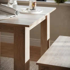 Esstisch Set Sentio Sonoma 80 x 80 cm mit 2 Bänken Vicco