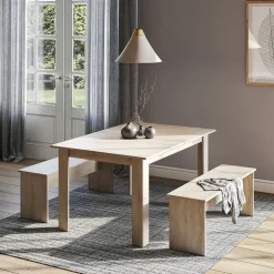 Esstisch Set Sentio Sonoma 137.6 x 92.8 cm mit 2 Bänken Vicco