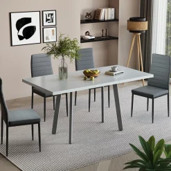 Esstisch Tisko Weiß/Grau 160 x 80 cm mit erweitbarer Tischplatte Vicco