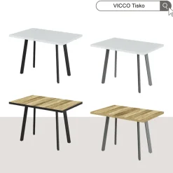 Esstisch Tisko Weiß/Grau 160 x 80 cm mit erweitbarer Tischplatte Vicco