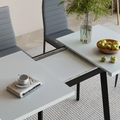 Esstisch Tisko Weiß/Schwarz 160 x 80 cm mit erweitbarer Tischplatte Vicco