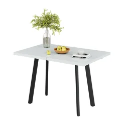 Esstisch Tisko Weiß/Schwarz 160 x 80 cm mit erweitbarer Tischplatte Vicco