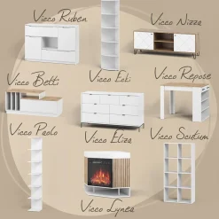 Esstisch Tisko Weiß/Schwarz 160 x 80 cm mit erweitbarer Tischplatte Vicco