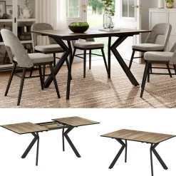 Esstisch Trill Eiche rustikal/Schwarz 140 x 90 cm ausziehbar Vicco