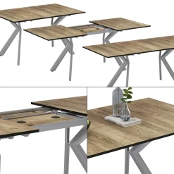 Esstisch Trill Eiche rustikal/Grau 140 x 90 cm ausziehbar Vicco