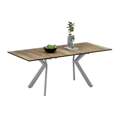 Esstisch Trill Eiche rustikal/Grau 140 x 90 cm ausziehbar Vicco