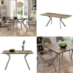 Esstisch Trill Eiche rustikal/Grau 140 x 90 cm ausziehbar Vicco