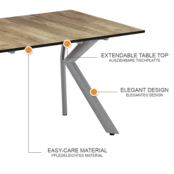 Esstisch Trill Eiche rustikal/Grau 140 x 90 cm ausziehbar Vicco