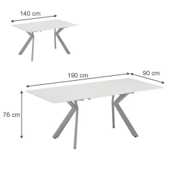 Esstisch Trill Weiß/Grau 140 x 90 cm ausziehbar Vicco
