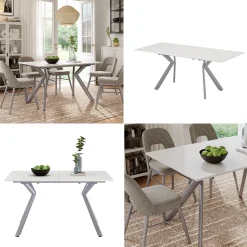 Esstisch Trill Weiß/Grau 140 x 90 cm ausziehbar Vicco