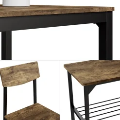 Esstisch-Set Fyrk Schwarz/Eiche rustikal 70 x 70 cm 4 Teile Vicco