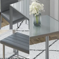 Esstisch-Set Grand Grau 120 x 70 cm 4-teiliges Set Vicco