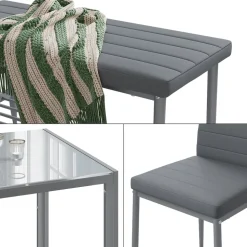 Esstisch-Set Grand Grau 120 x 70 cm 4-teiliges Set Vicco