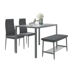 Esstisch-Set Grand Grau 120 x 70 cm 4-teiliges Set Vicco