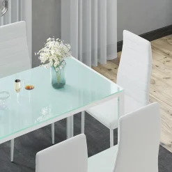 Esstisch-Set Grand Weiß 120 x 75 cm mit 6 Stühlen Vicco