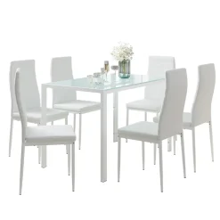 Esstisch-Set Grand Weiß 120 x 75 cm mit 6 Stühlen Vicco
