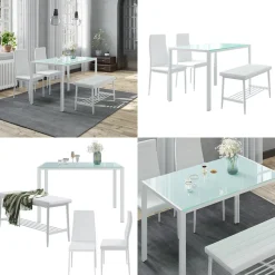 Esstisch-Set Grand Weiß 120 x 70 cm 4-teiliges Set Vicco