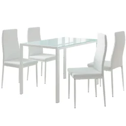 Esstischset Grand Weiß 120 x 75 cm mit 4 Stühlen Vicco