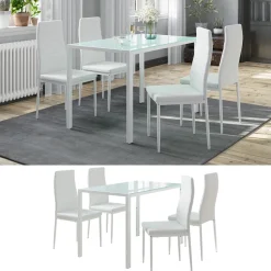Esstischset Grand Weiß 120 x 75 cm mit 4 Stühlen Vicco