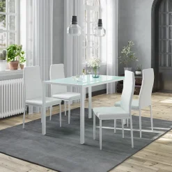 Esstischset Grand Weiß 120 x 75 cm mit 4 Stühlen Vicco