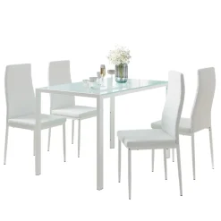 Esstischset Grand Weiß 120 x 75 cm mit 4 Stühlen Vicco