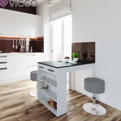 Esstisch-Set Repose Anthrazit/Weiß 67 x 100 cm mit 2 Hockern Vicco