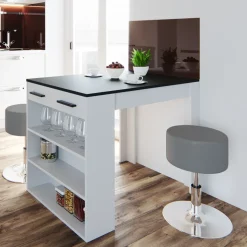 Esstisch-Set Repose Anthrazit/Weiß 67 x 100 cm mit 2 Hockern Vicco