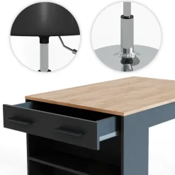 Esstisch-Set Repose Anthrazit/Goldkraft Eiche 67 x 100 cm mit 2 Hockern Vicco